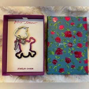 NEW Betsey Johnson Pink Purple Skull Cut Out  Jewelry Bag Charm Key Chain